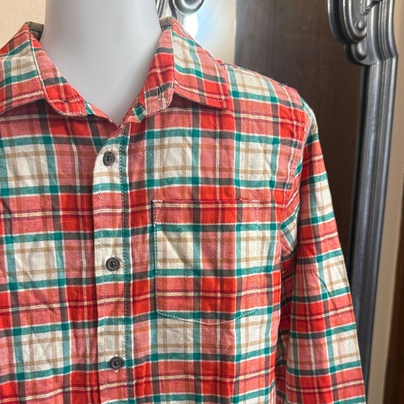 Cat & Jack XL Boys 16 Red and Green Plaid Button Down Shirt - Picture 2 of 10